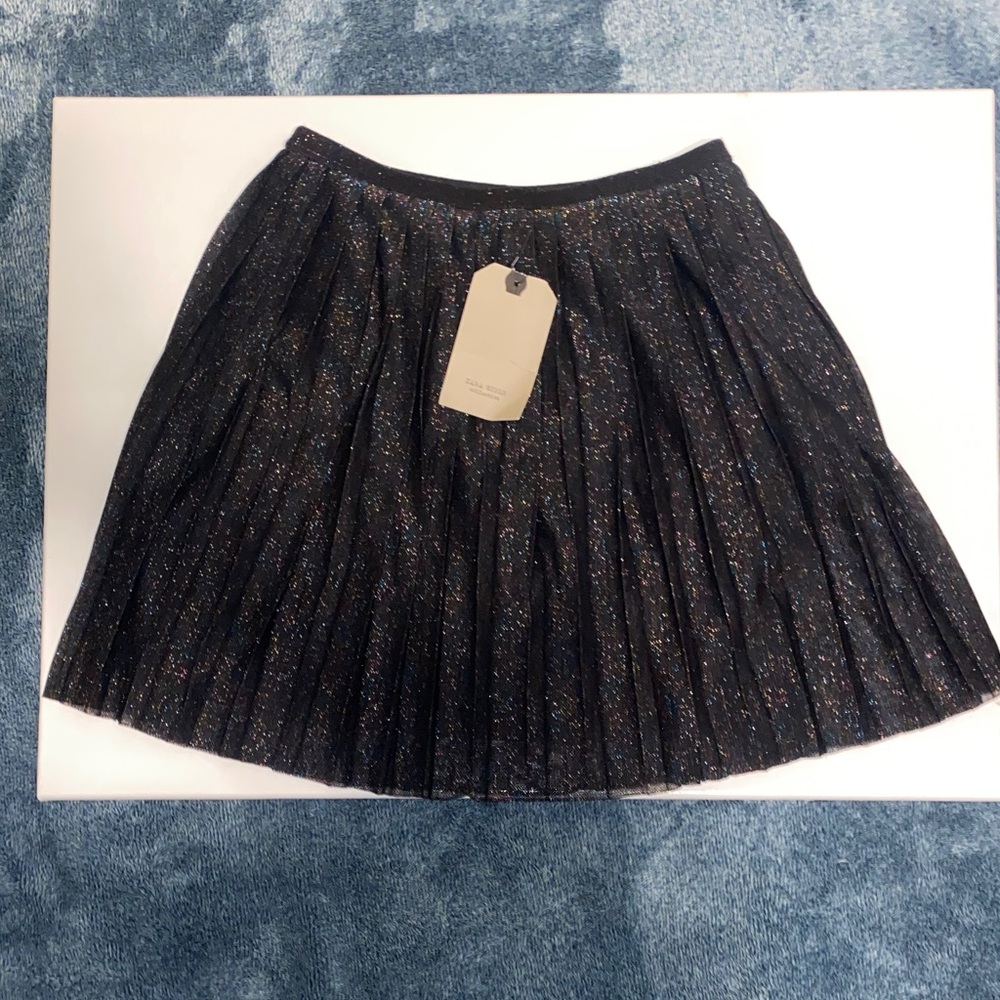 Zara Black Sparkle A-Line Skirt